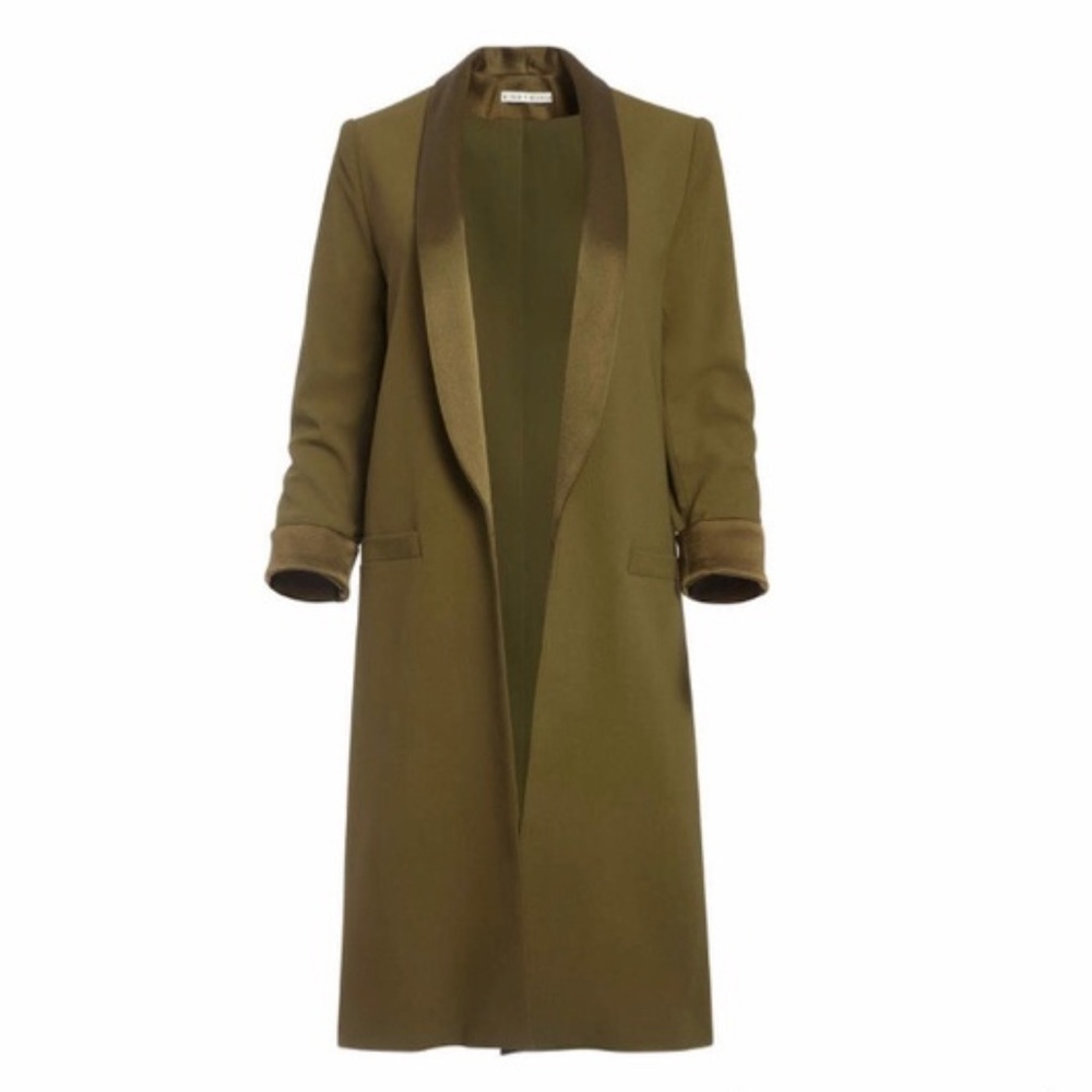 Alice + Olivia Kylie long shall collar jacket in Olive green